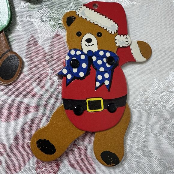 Vtg 60s 70s Lot 4 Cardboard Japan Ornaments Bears Jointed Arms Legs 5" Die Cut - Picture 5 of 9